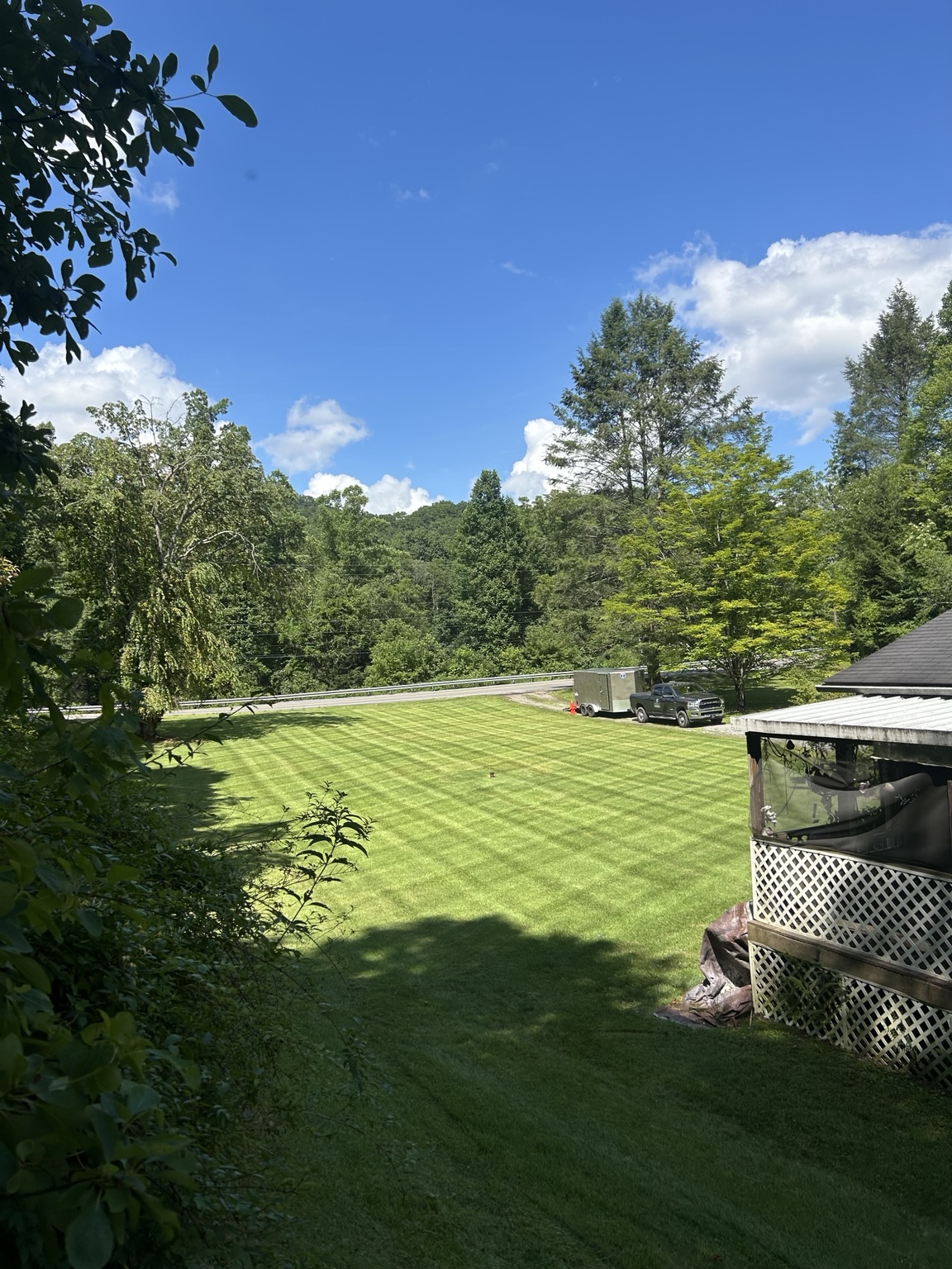 Professionally striped lawn